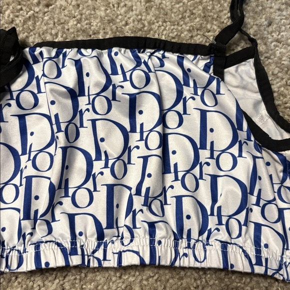 Dior monogram Cropped tank top in white and blue w/ adjustable straps - Picture 8 of 8